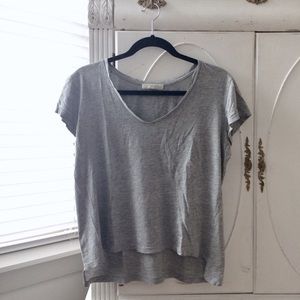 Organic Cotton High-Low V-Neck Tee | Zara